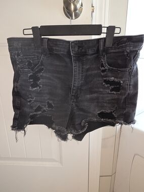 American Eagle Outfitters Black High Rise Stretch Denim Shorts-Size 16